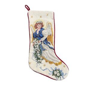 Embroidered Angel Vintage Christmas Stocking EUC